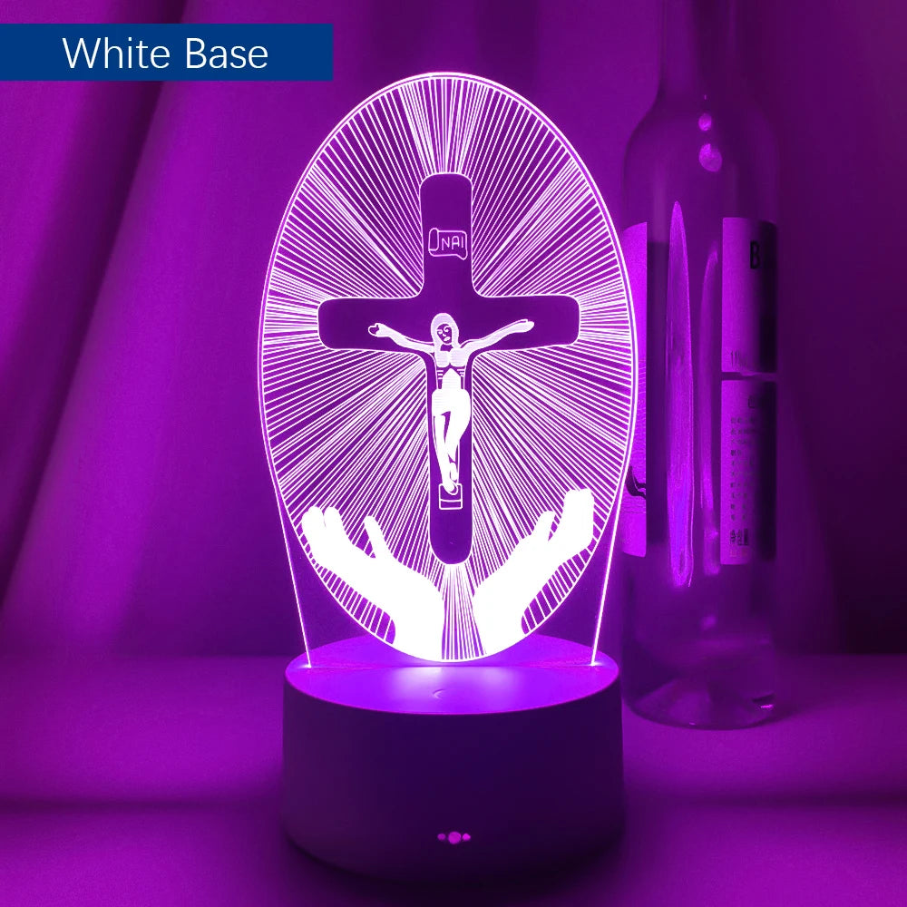 Crucifixion of Jesus Led Night Light for Church Decoration Lights Cool Gift for Christians Usb Battery Powered Room Table Lamp