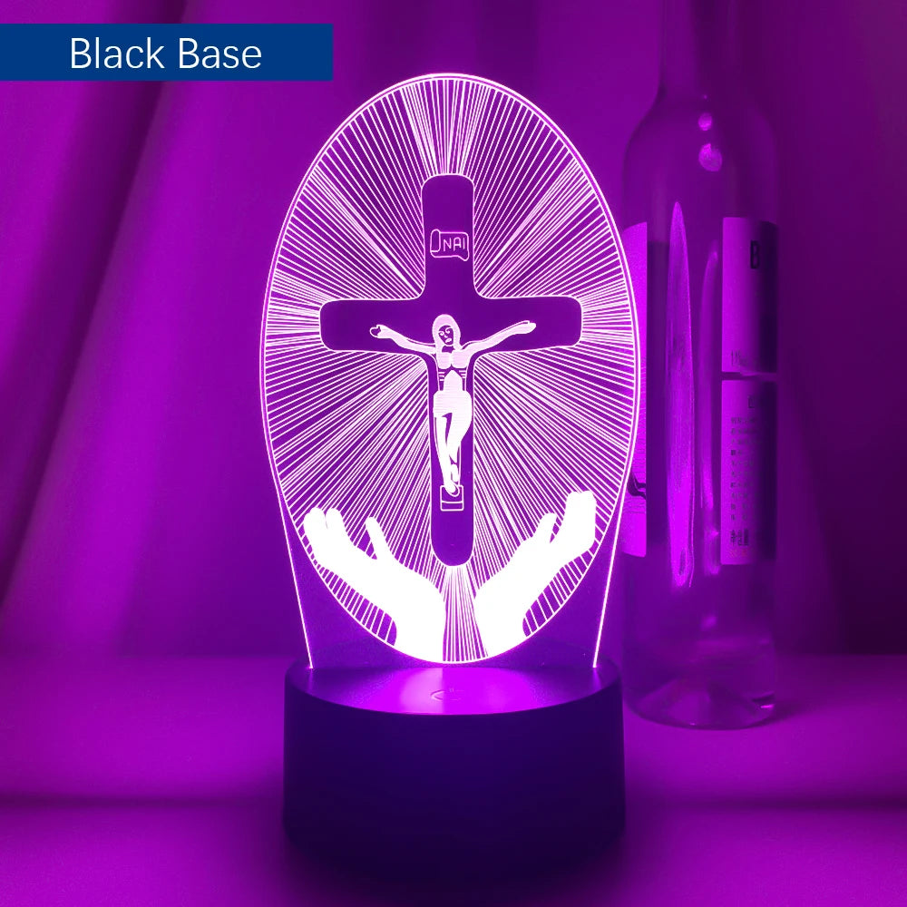 Crucifixion of Jesus Led Night Light for Church Decoration Lights Cool Gift for Christians Usb Battery Powered Room Table Lamp