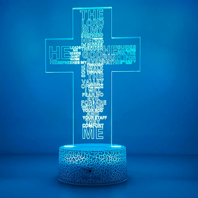 Jesus Cross Night Light Christian 3D Optical Illusion Lamp Dimmable Nightlights Birthday Easter Desk Table Lamp for Boys Girls