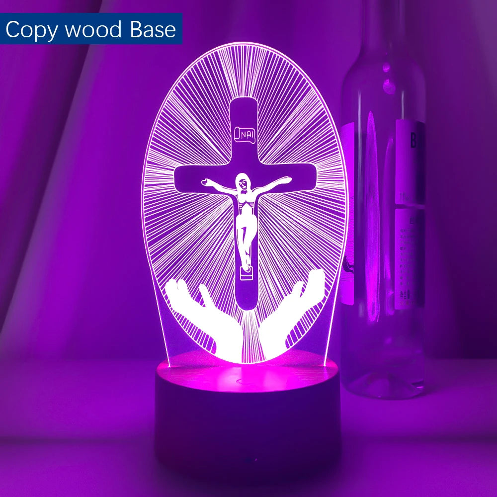 Crucifixion of Jesus Led Night Light for Church Decoration Lights Cool Gift for Christians Usb Battery Powered Room Table Lamp