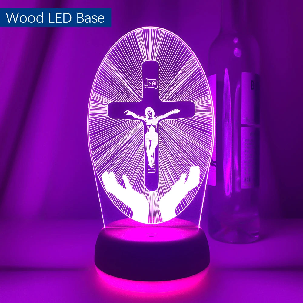 Crucifixion of Jesus Led Night Light for Church Decoration Lights Cool Gift for Christians Usb Battery Powered Room Table Lamp