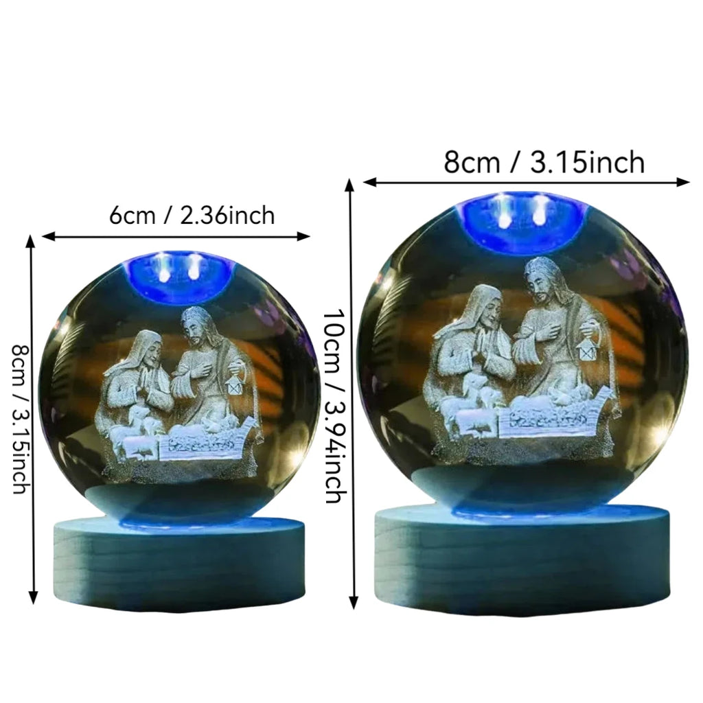 1pc 3D laser engraving ‌‌‌‌‌‌‌‌‌ Jesus Coming crystal ball night light, modern polished glass decoration, Christmas, Halloween,