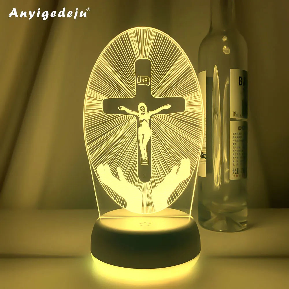 Crucifixion of Jesus Led Night Light for Church Decoration Lights Cool Gift for Christians Usb Battery Powered Room Table Lamp