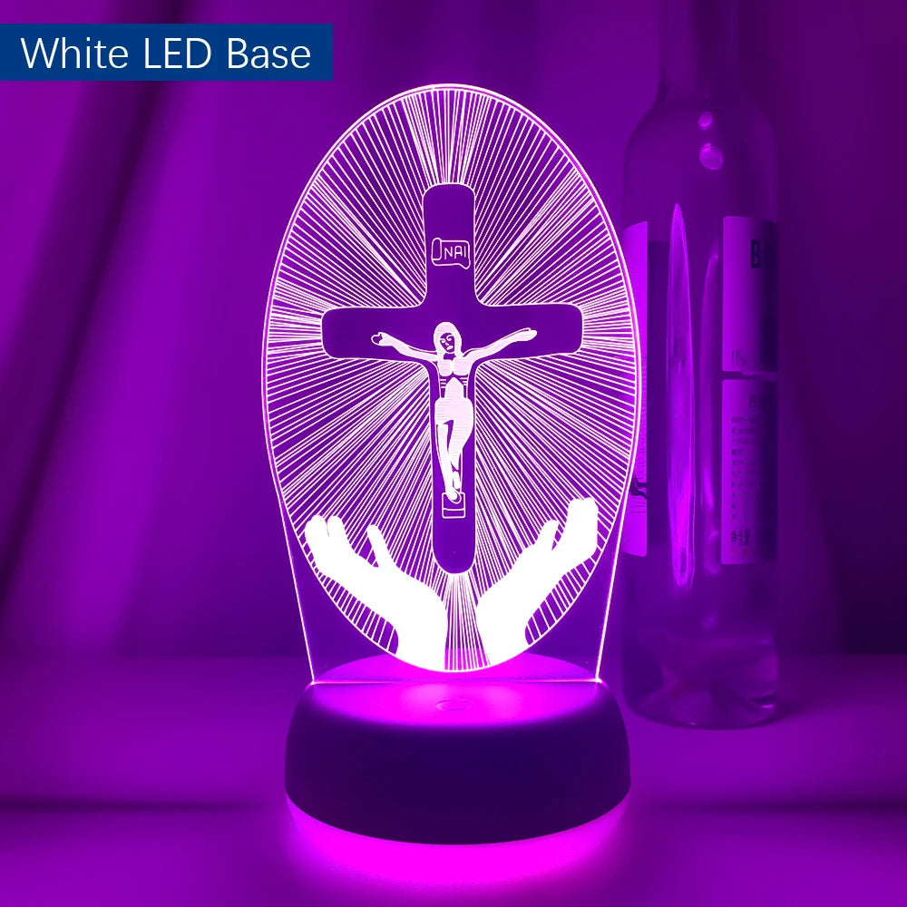 Crucifixion of Jesus Led Night Light for Church Decoration Lights Cool Gift for Christians Usb Battery Powered Room Table Lamp