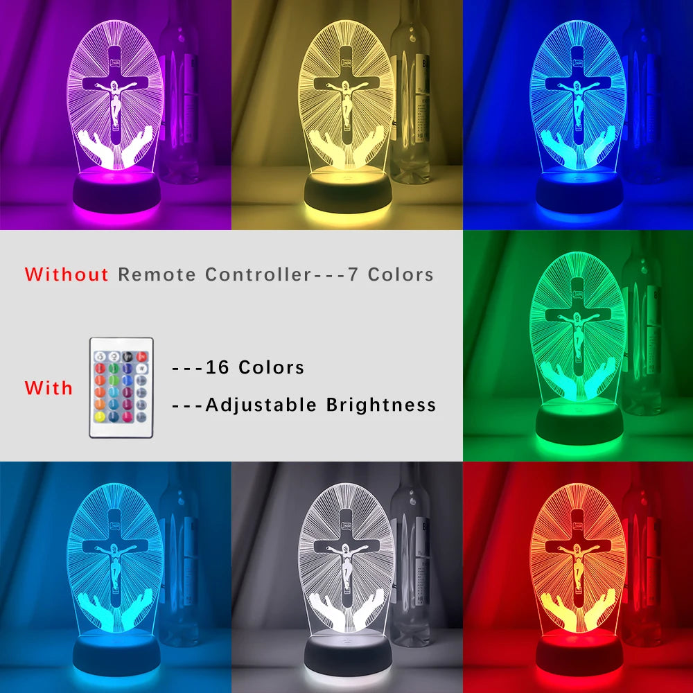 Crucifixion of Jesus Led Night Light for Church Decoration Lights Cool Gift for Christians Usb Battery Powered Room Table Lamp